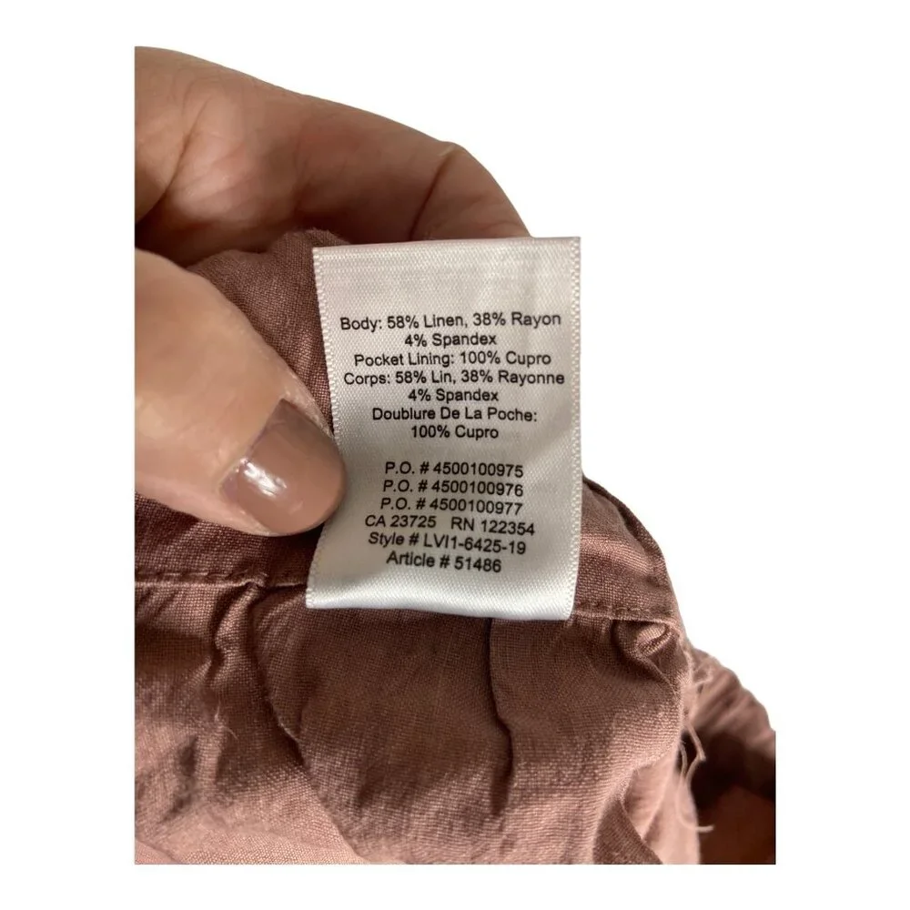 Aritzia Babaton Day Linen Pink Pull-On Pant-sz Medium